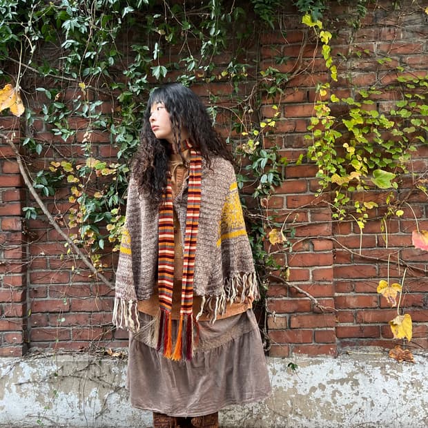 히피무드 니트 케이프