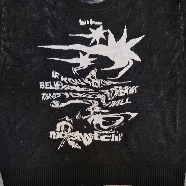나이스고스트클럽 토네이도 로고 니트 블랙 