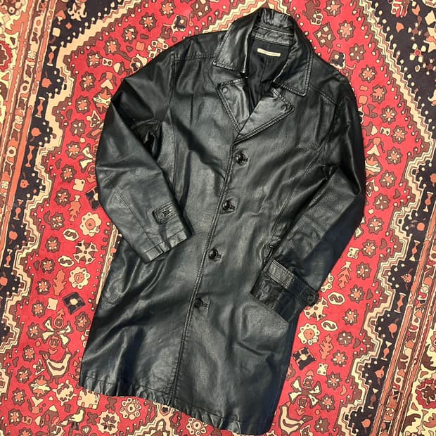 ( M-L ) 가죽코트 가죽카코트 가죽롱자켓 레더자켓 가죽하프자켓