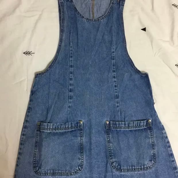 빈티지 하구미 데님 멜빵 원피스
