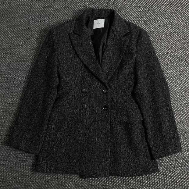 빈티지 우먼스 울 더플 하프 코트o 3873