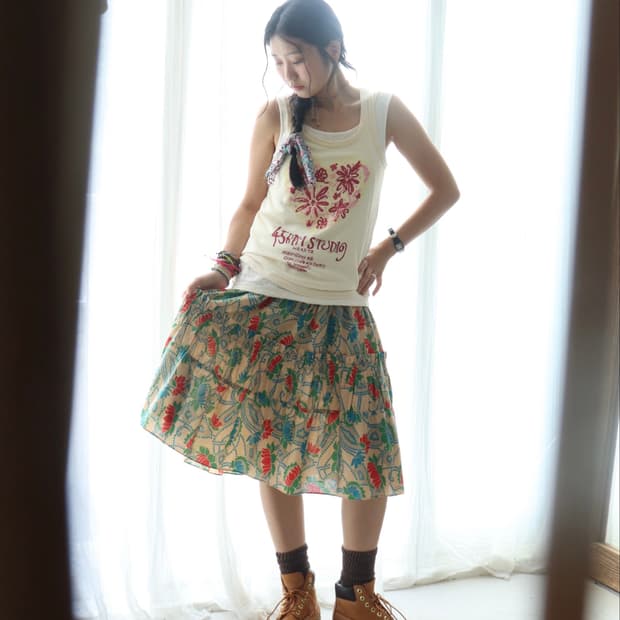 [Marc Jacobs] Green Floral Tiered Skirt