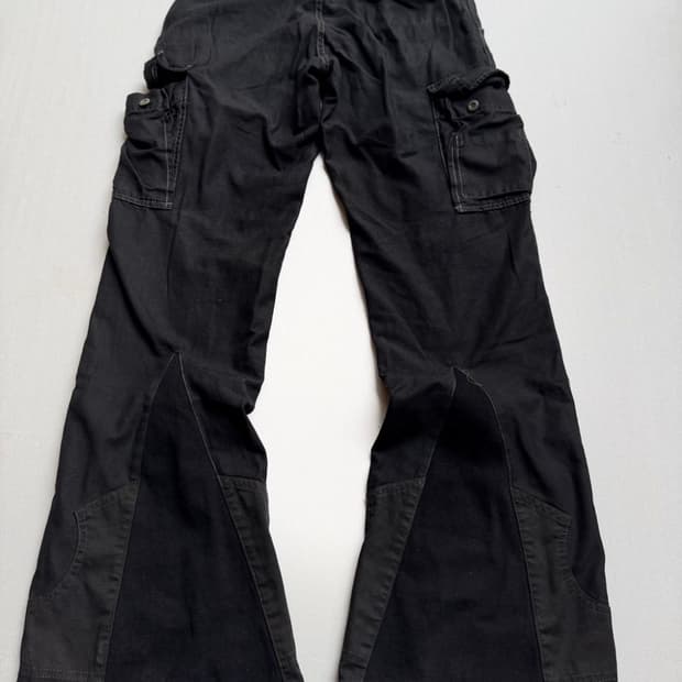 Vertgarments 레이스업 플레어 카고팬츠