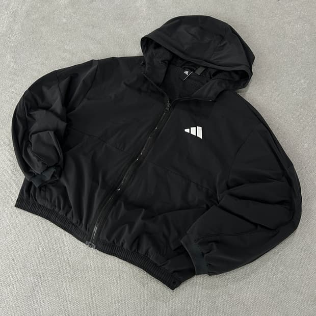 아디다스 블랙 후드 바람막이 자켓 L