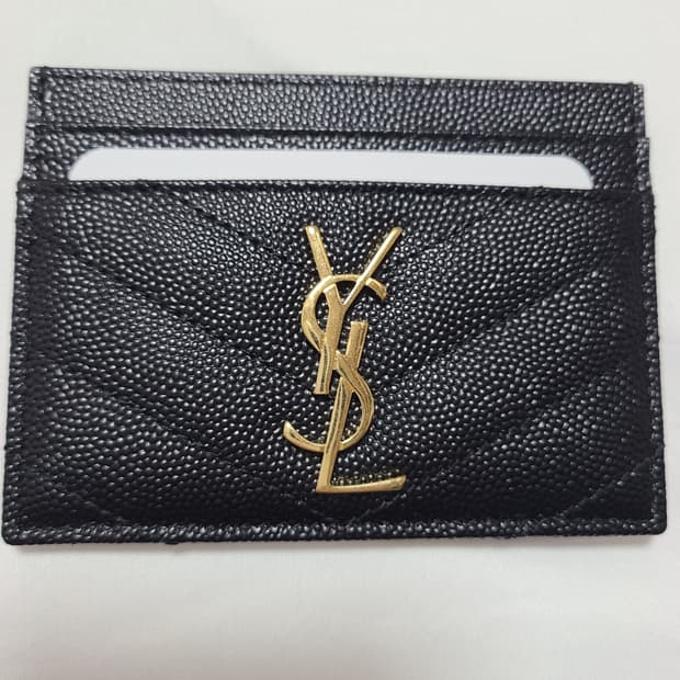 생로랑 카산드라 마틀라세 모노그램 카드지갑 블랙 금장