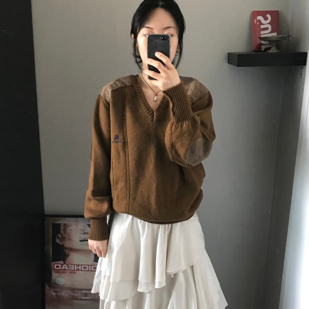 버버리 90년대 올드스쿨 코만도 니트 카멜