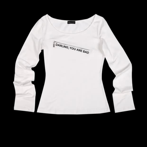 달링유어배드 unzipped 로고 티셔츠 화이트