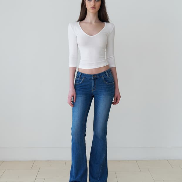 Letterand Deep V-Neck Slim Top