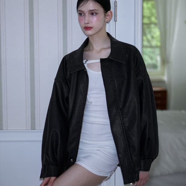 로제프란츠 빈티지 워싱 레더 점퍼 블랙