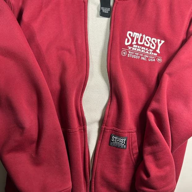 스투시 버건디 후드집업