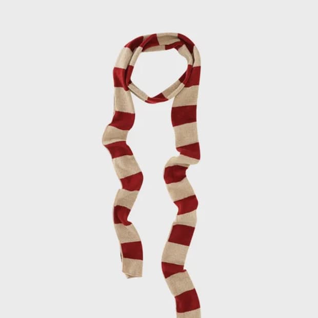 무음 MUWM 레이지 스트라이프 머플러 레드 베이지