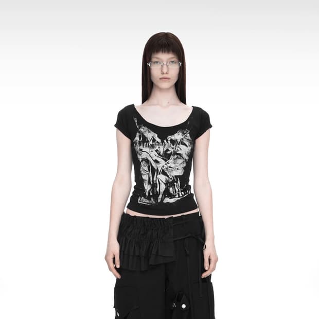 나체 SLIP X-RAY PRINTED T-SHIRT 블랙