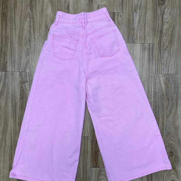 올라이츠 핑크 와이드 플레어 청바지 26