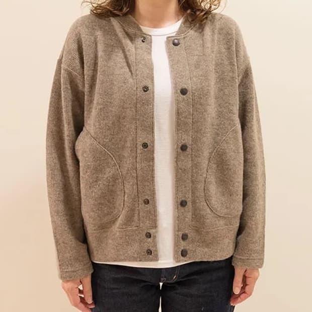 옴니갓 omnigod 접결 울 스냅 가디건 다크블루 womens F