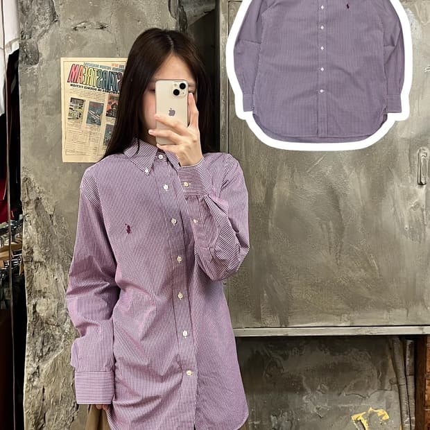 폴로 랄프로렌 체크 셔츠 퍼플  #csz619