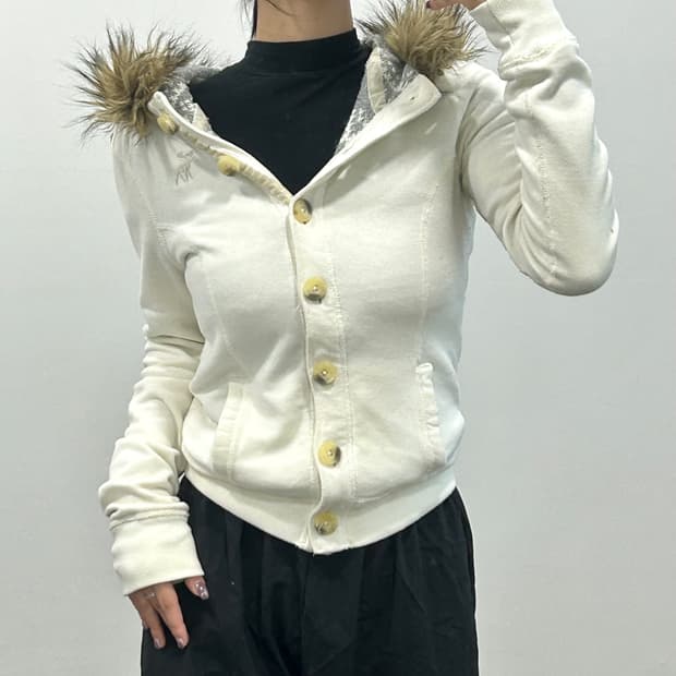 Abercrombie 아베크롬비 아이보리 울프죠 후드집업   