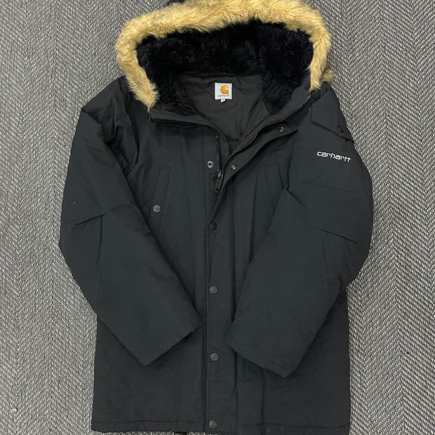 칼하트 앵커리지 퍼 파카 블랙