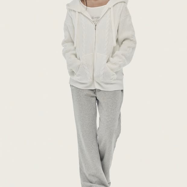 클리시어 머랭 케이블 후드집업 Meringue cable hooded