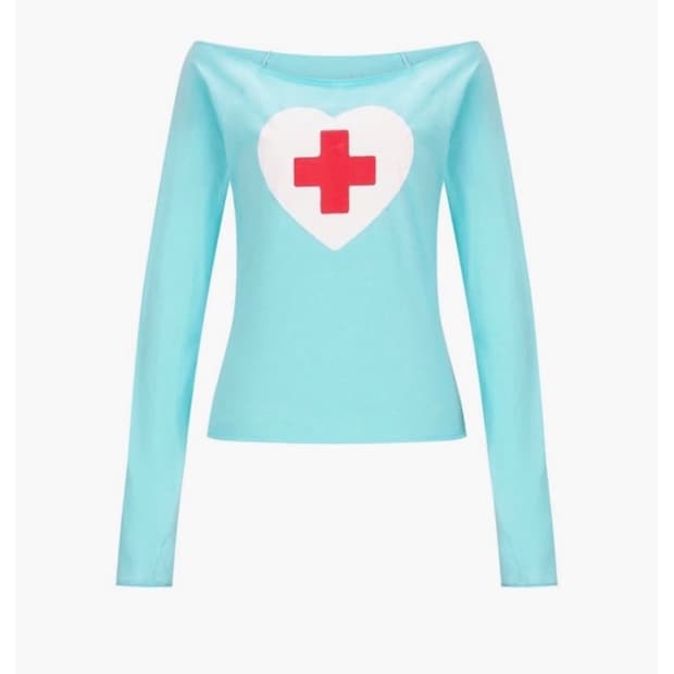 샵페어리 체리쉬 하트 컷오프 티 셔츠 민트