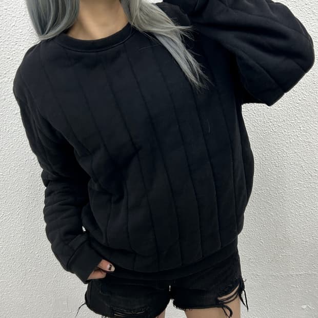 스투시 사이드 패치로고 골지 맨투맨 L