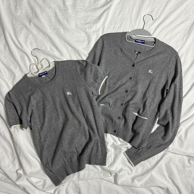 버버리 가디건 그레이 세트