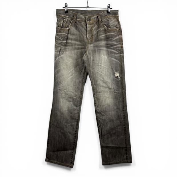 (F) SOLAR Jeans 스트레이트 핏 데미지 데님 팬츠