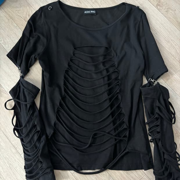 Acdc rag 고스 펑크 컷아웃 디테일 티셔츠 빈티지