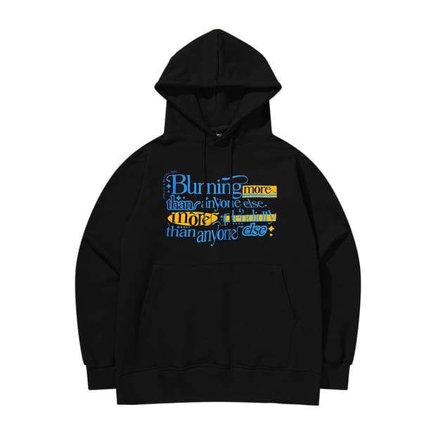 RDVZ 버닝 레터링 후드 - 블랙 XL