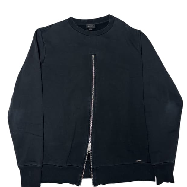 디젤 절개 지퍼 디테일 블랙 맨투맨 L