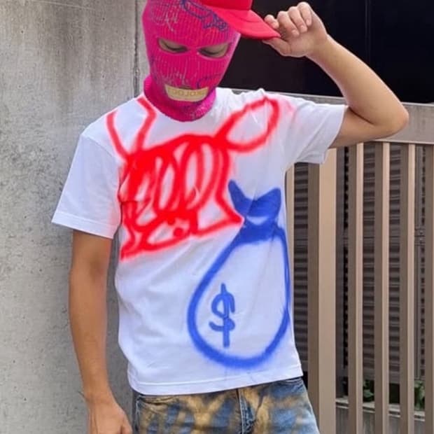 Skoloct  프린트 울 바라클라바 핑크