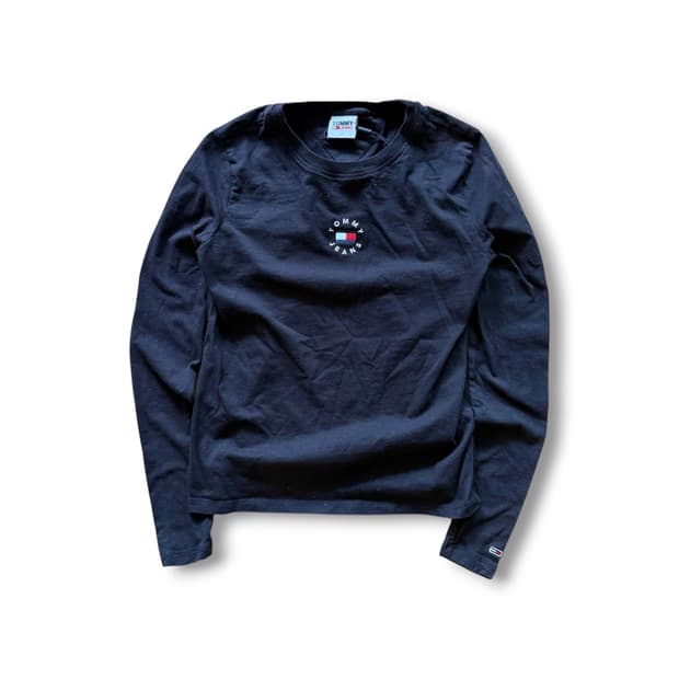 타미 힐 피거 센터로고 롱 슬리브 티셔츠