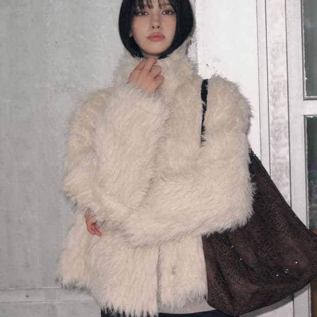 레더리 리버시블 시어링 퍼자켓 아이보리