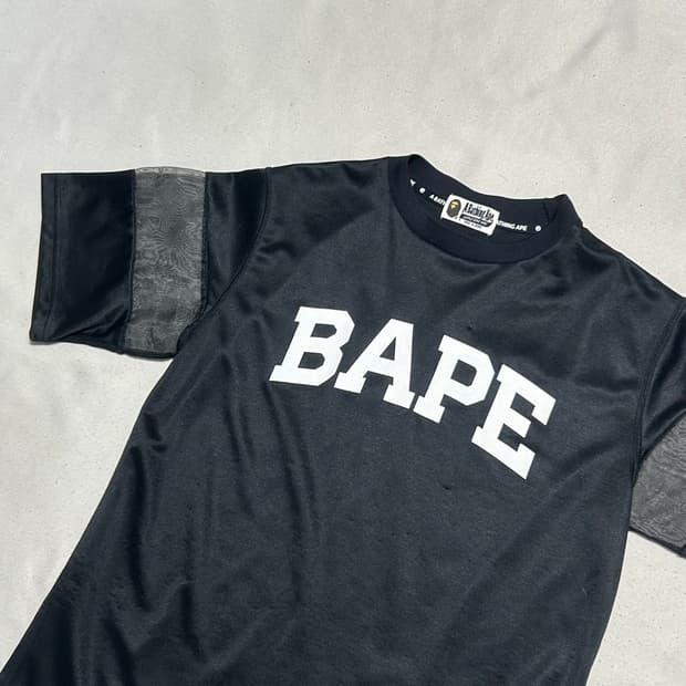 Free 베이프 빅 레터링 로고 망사 포인트 반팔티