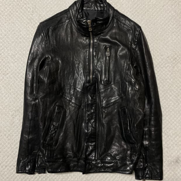 광희시장 웨스턴 무드 램스킨 양가죽 절개 레더 자켓