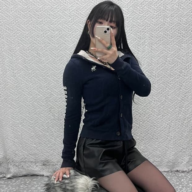 아베크롬비 울프죠 올드스쿨 레트로 슬림 양털 후드집업 XL C09413