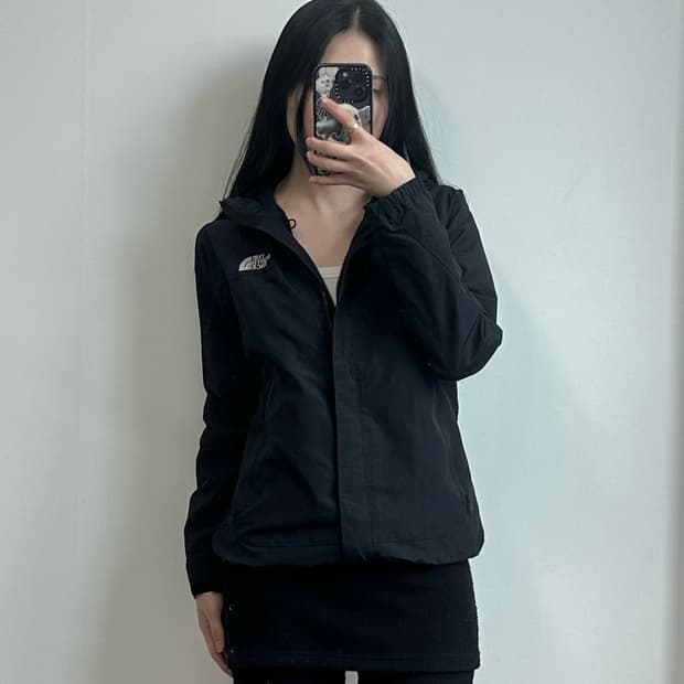 노스페이스 자수로고 블랙 윈드 바람막이 자켓