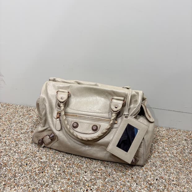 발렌시아가 자이언트 모터백 베이지