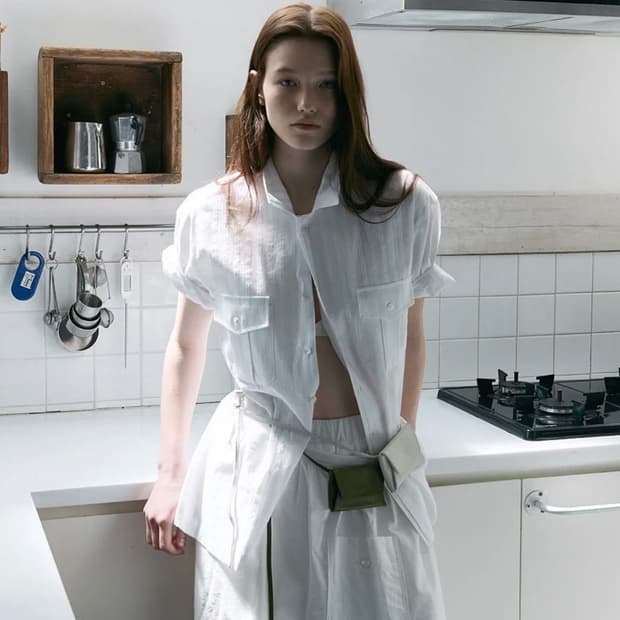 aubour wrinkled lapel shirts