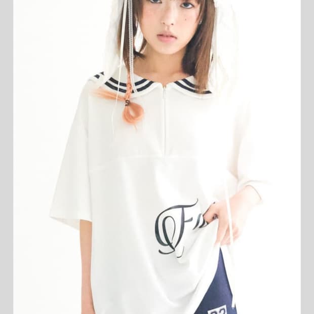sailor collar mesh loose top