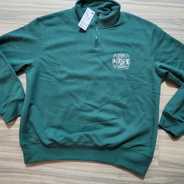 탑텐하프넥집업맨투맨기모티셔츠105그린