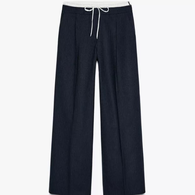 자라 zara 더블웨이스티드 와이드 팬츠 네이비