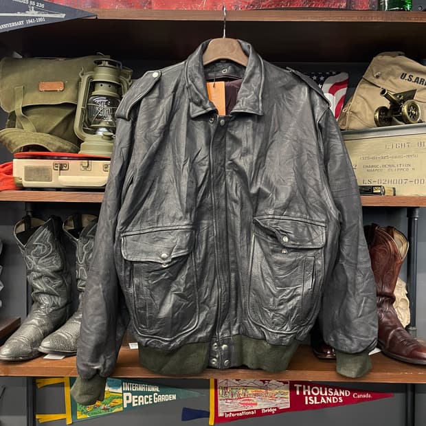 90s USA 빈티지 A-2 플라이트 송아지 가죽 자켓