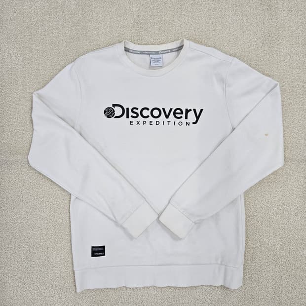 [95] 디스커버리 화이트 빅로고 맨투맨 티셔츠 1027JM1