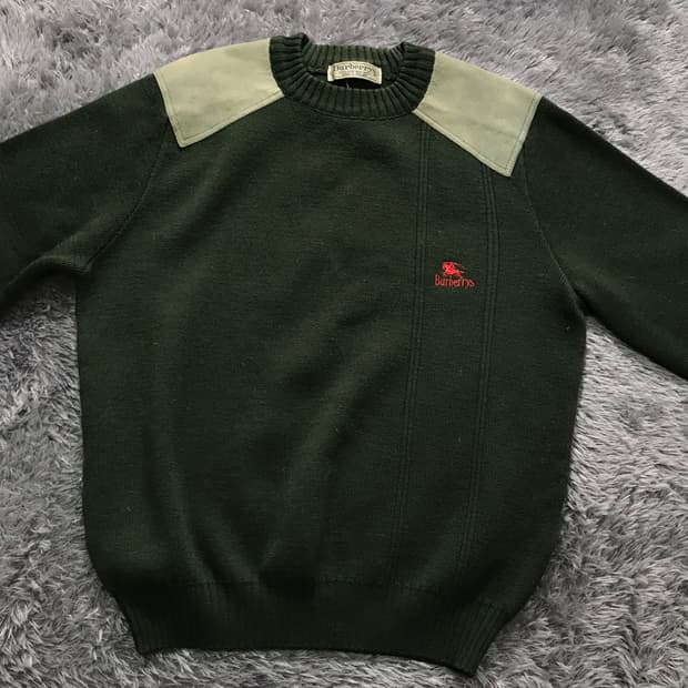 [[L] 버버리(BBR) 엘보 패치 코만도 울 니트@162
