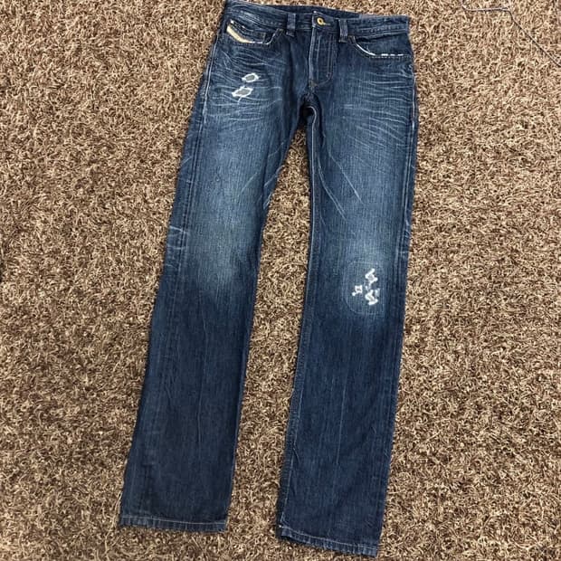 디젤 Thavar 워싱 디스트로이드 슬림 스키니진 데님 팬츠