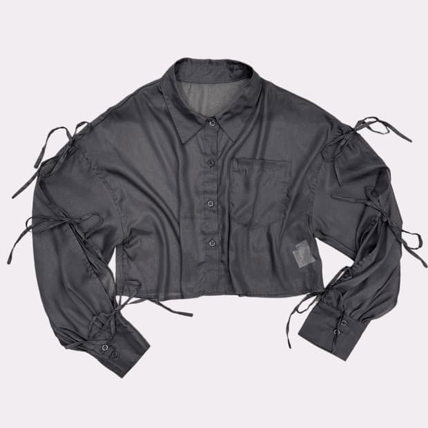 grey organza crop blouse