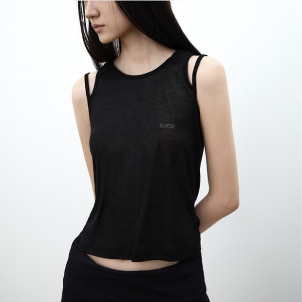 오호스 Rib Hood Sleeveless 립 후드 슬리브리스