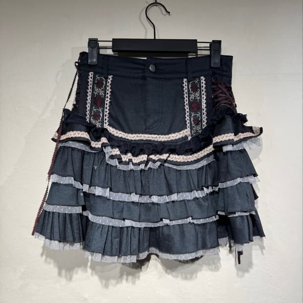 OZZ Croce Ruffle detail Gothic skirt 