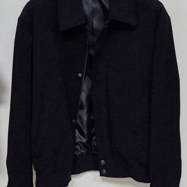 무탠다드 14W 코듀로이 미니멀 블루종 재킷 (블랙)