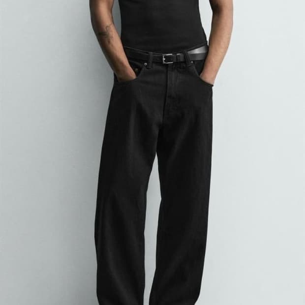 자라 데님 배기진 블랙 32